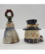 Snowman Bell &amp; Snowman Stoneware Container - Set of 2 - £7.77 GBP