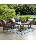 4 Piece Patio Conversation Set Outdoor Garden Chair Table Loveseat Wicke... - £785.04 GBP