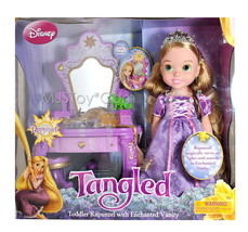 NEW Disney Tangled Toddler RAPUNZEL Doll with Enchanted Sound &amp;  Light Vanity - £71.92 GBP