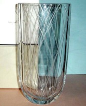 Kate Spade Kip&#39;s Cross Crystal Oval Vase 9.75&quot;H Etched Lines New - £59.35 GBP