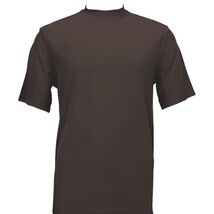 Mens Dressy T-Shirt Log-In Uomo Soft Crew Neck Corded Short Sleeves 218 Brown image 2