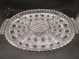 Antique American Brilliant Period Hand Cut Lead Crystal Oval Tray dip Dish 14&quot; - £67.26 GBP
