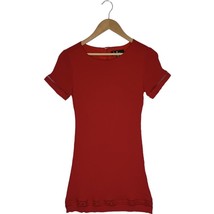 Lulus Womens XS Perfect Time Shift Dress Short Sleeve Gauzy Embroidered Red - £18.83 GBP