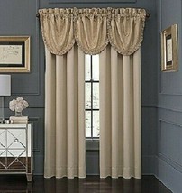 WATERFORD ABRIELLE WINDOW DRESSING 5pc  DRAPES VALANCE CHAMPAGNE NIP - $287.09