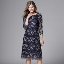 Utumn vintage women s dresses short and three quarter publish plus size embroidery lace thumb200
