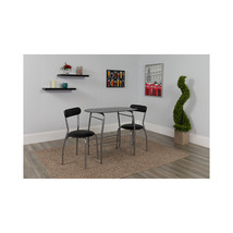 Flash Furniture Sutton Space-Saver Bistro Set with Black Glass Top Table... - $205.24