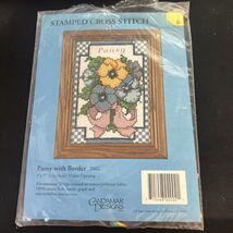 VTG Candamar Designs Pansy With Border Stamped Cross Stitch Kit #2002 Fl... - $221.03 MXN