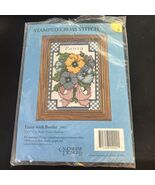 VTG Candamar Designs Pansy With Border Stamped Cross Stitch Kit #2002 Fl... - $11.87