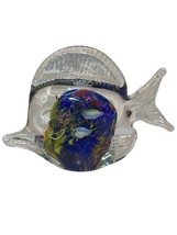 Angel Fish Art glass Paperweight Figure Nautical Sea Ocean Blue Yellow O... - £28.01 GBP