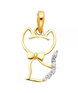 14K Yellow Gold &amp; CZ Cat Silhouette Pendant  - $233.86 CAD