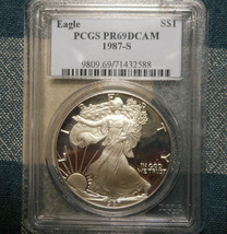 1987-S PCGS American Silver Eagle Proof PR69DCAM Classic Blue Label ASE - $95.00