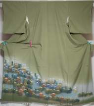 Temples in Mountains Tomesode - Vintage Silk Japanese Kimono for Women -... - $74.00