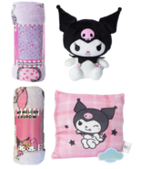 KUROMI Hello Kitty 3pc Collection Bundle Blanket Plush Pillow Sanrio NEW... - £25.17 GBP
