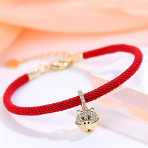 New 3D Gold Pig Pendant Bracelet Year of Fate Red String Bracelet Chinese Zodiac - £10.19 GBP