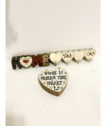 3 Vintage Wood Home is Where the Heart Is Wall Hanging Decor Key Holder ... - $9.49