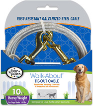 Four Paws Tie-Out Cable Heavy Weight 10&#39; long - 4 count Four Paws Tie-Ou... - £84.72 GBP