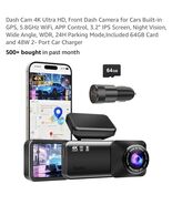 Dash Cam 4K Ultra HD, Front Dash Camera for Cars Built-in GPS, 5.8GHz Black - $44.43