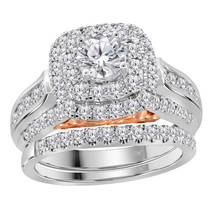 14kt White Gold Round Diamond Infinity Bridal Wedding Engagement Ring Band Set - £3,597.10 GBP