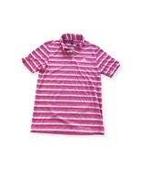 NWT Adidas polo, Unisex L, pink &amp; white stripe, polyester, 3 button top - $18.32