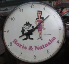 Vintage 1967 Boris and Natasha from Bullwinkle Wall Clock Works dmgd case - £36.40 GBP