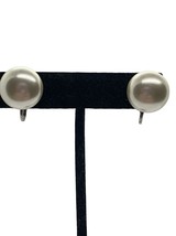 Vintage Silver-Tone Clip-On Earrings With Large Faux Pearl Accents - $19.65