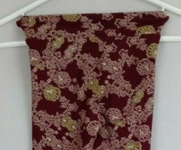 New LuLaRoe Leggings Wine Colored With Floral Design Kids Size S/M - £12.20 GBP