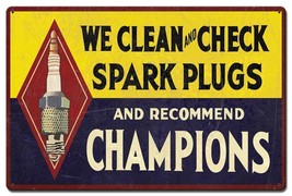 Champions Spark Plugs Metal Advertising Sign - £54.46 GBP