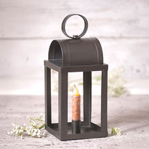 Square Candle Lantern in smokey Black tin- Battery candle included - £33.67 GBP