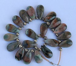 Natural, 20 piece smooth picasso jasper gemstone teardrop briolette beads, 9 x 1 - £55.34 GBP