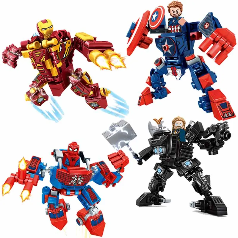 Superheroe Avengers Iron Man Thor Combat Mech Armor Robot Figures Building - £9.07 GBP+