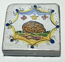 Hand Painted Art Pottery Polychrome Terracotta Tile of a Hedgehog - £21.75 GBP
