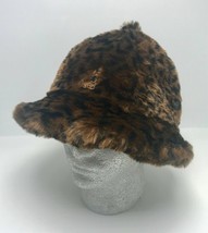 Kangol Fuzzy Brown Leopard Faux Fur Casual Hat - £111.65 GBP