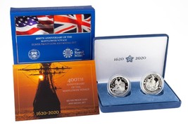 400th Anniversary of The Mayflower Travel Tangible Silver Coin + Medal K... - €201,13 EUR