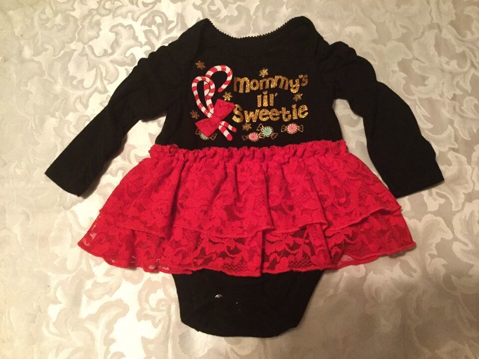 Primary image for Size 3  6 mo Garanimals dress holiday black red long sleeve