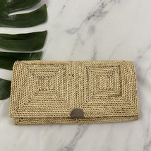 Vintage 80s Made in Hong Kong Straw Woven Clutch Bag Purse Tropical Boho... - $25.73