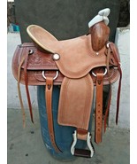 Western Brown Rough Out Leather Hand carved Roper Ranch Saddle 13&quot; - 18&quot;... - $527.21 CAD+