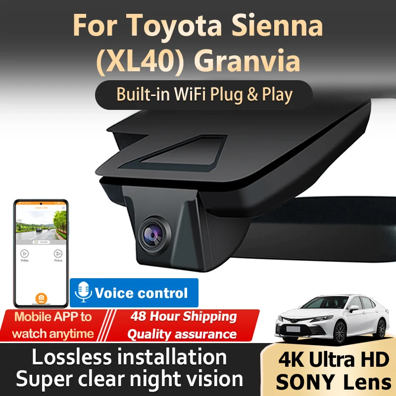 WiFi 4K 2160P Car DVR for Toyota Sienna (XL40) 2024 2023 2022 2021 UHD Car DVR - £71.32 GBP+