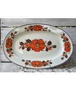 Vtg Sanko Ware Show Pans Porcelain Clad Steel Lge Serving Tray Oval Oran... - $37.60 CAD
