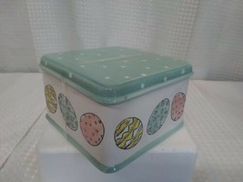 POTTER&#39;S STUDIO Easter Egg Ceramic Box 5.5&quot; w/ Polka Dot Lid Cookies Candy Gift - £9.69 GBP