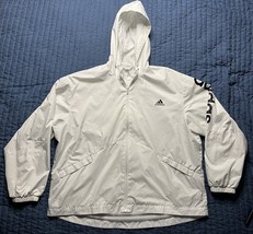 Adidas Hoodie Unisex Size XL Full Zip Windbreaker Arm Logo White - $20.00