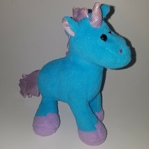 Blue Purple Unicorn Plush 8&quot; Stuffed Animal Toy Lovey Silver Polka Dots - £9.93 GBP