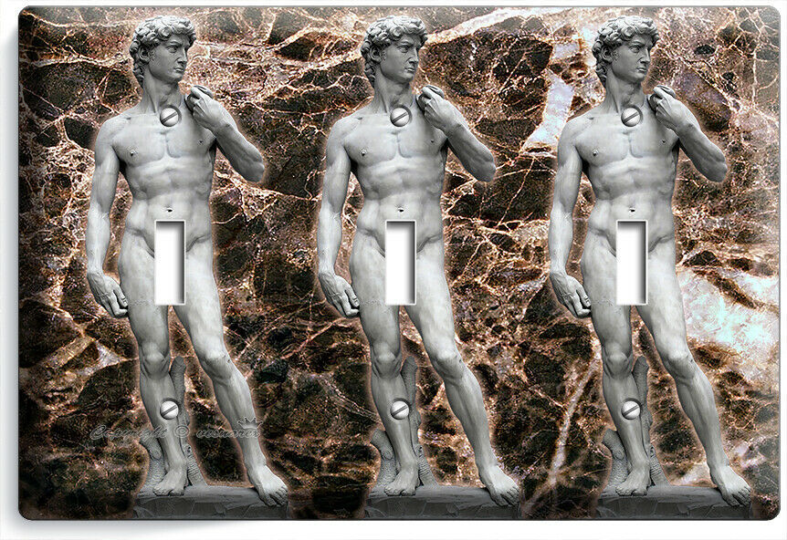 MICHELANGELO DAVID NAKED SCULPTURE 3 GANG LIGHT SWITCH WALL PLATE COVER HD DECOR