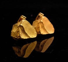 Gold Nugget cufflinks / designer Judy Lee / tuxedo set . Vintage Kaflinks / groo - £94.39 GBP