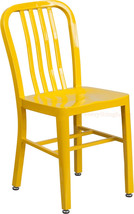 Mid-Century Yellow &#39;Navy&#39; Style Dining Chair Cafe Patio Restaurant In-Ou... - £117.63 GBP