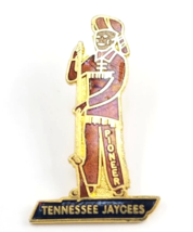 Tennessee Jaycees Pioneer TN State Map Musket Gold Tone Enamel Fraternal Pin - £7.47 GBP