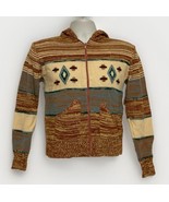 Vintage Helen Sue Full Zip Cardigan Hooded Pocket Sweater Multicolor Acr... - £16.59 GBP