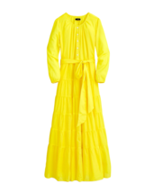 NWT J.Crew Belted Button-up Maxi in Bitter Lemon Yellow Tiered Cotton Dress XS - £78.84 GBP