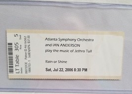 Jethro Tull Atlanta Symphony Orchestra - Original 2006 Concert Tour Ticket Stub - £7.52 GBP