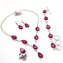 Pink Tourmaline Pear Shape Gemstone Handmade Fashion Necklace Jewelry Set SA 889 - £10.38 GBP