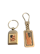 American Flag Keychain Set Lot 2 America Stamp Silver Metal Pair High Qu... - $13.09